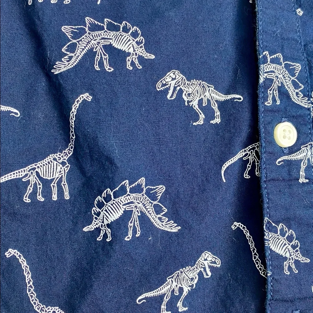 GYMBOREE Navy Button Down w/ White Dinosaurs, sz 3T